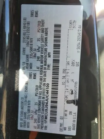 2018 FORD ESCAPE TITANIUM  