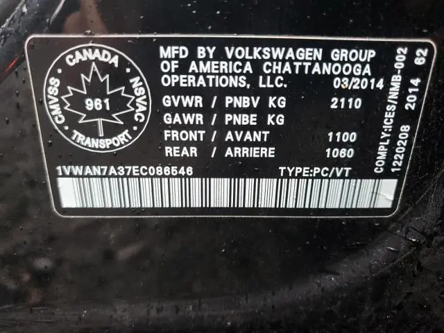 2014 VOLKSWAGEN PASSAT S  