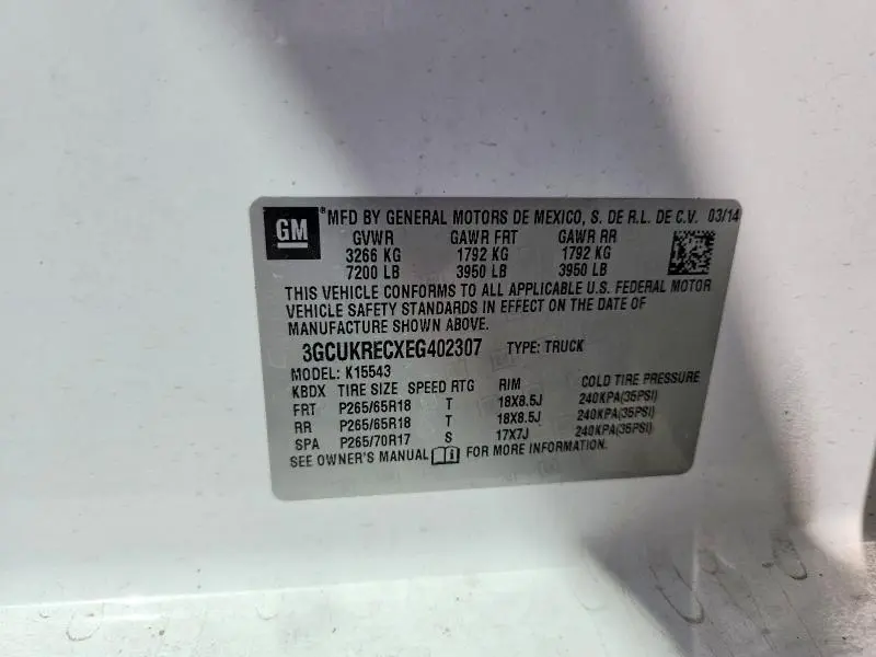 2014 CHEVROLET SILVERADO K1500 LT  