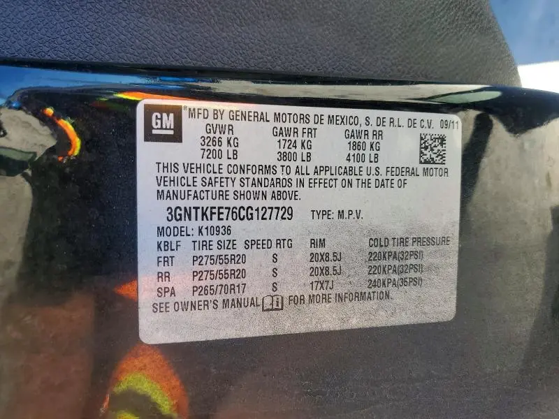 2012 CHEVROLET AVALANCHE LT  