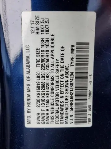 2018 HONDA ODYSSEY LX  