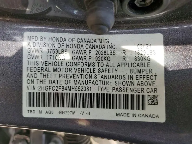 2021 HONDA CIVIC SPORT  