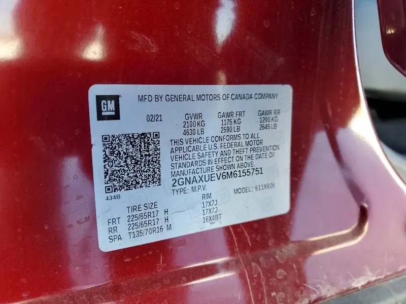 2021 CHEVROLET EQUINOX LT  