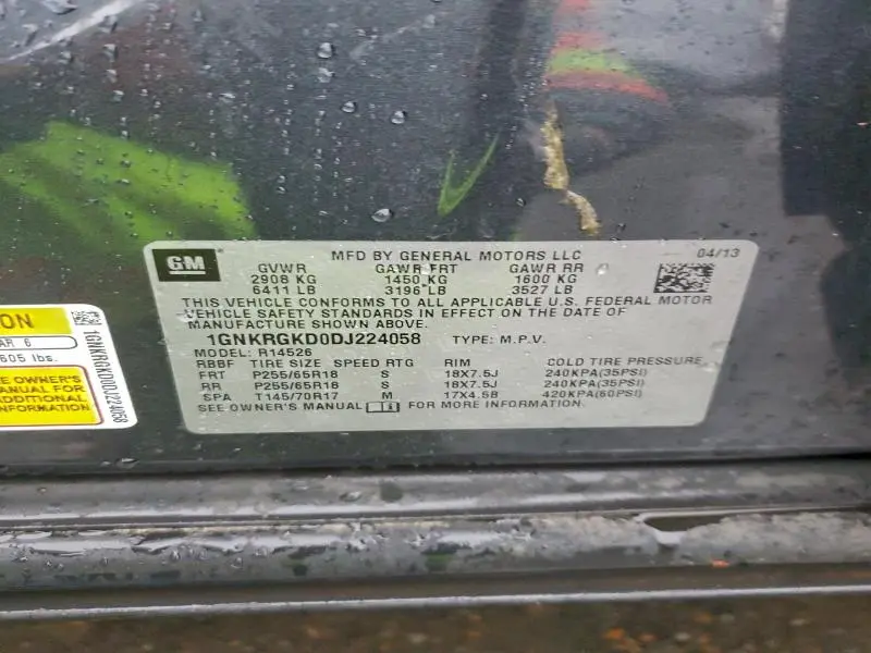 2013 CHEVROLET TRAVERSE LT  