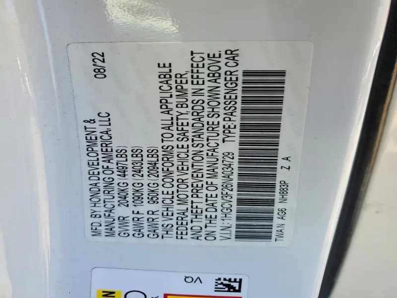 2022 HONDA ACCORD HYBRID SPORT  