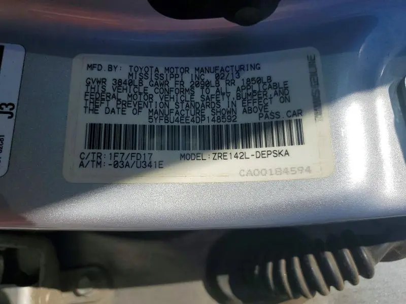 2013 TOYOTA COROLLA S  
