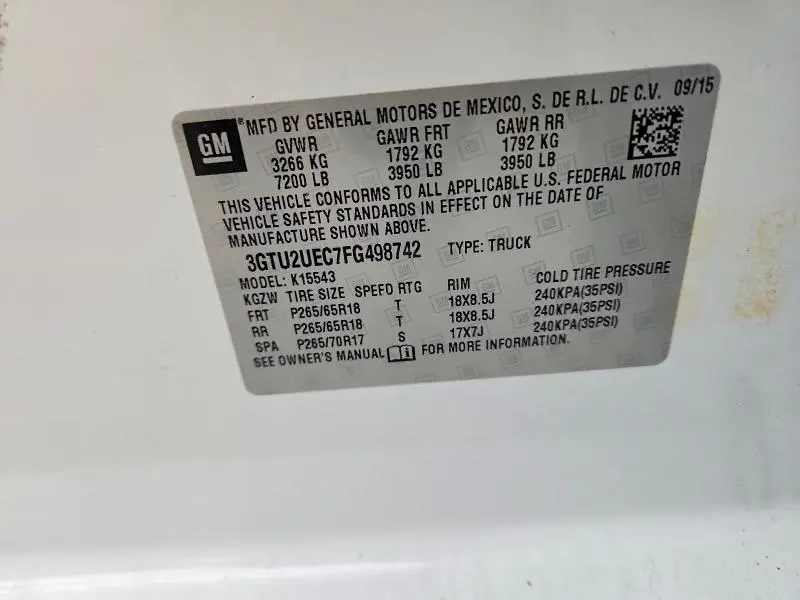 2015 GMC SIERRA K1500 SLE  