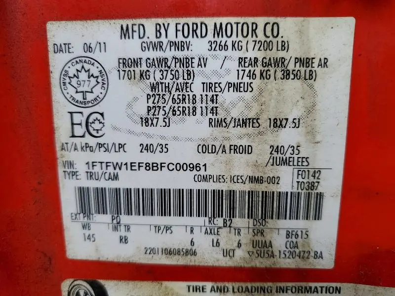 2011 FORD F150 SUPERCREW  