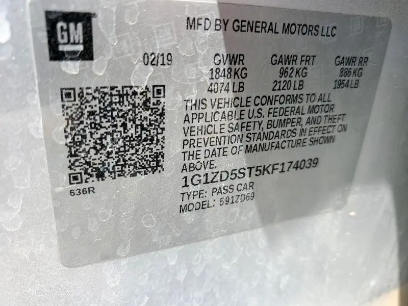 2019 CHEVROLET MALIBU LT  