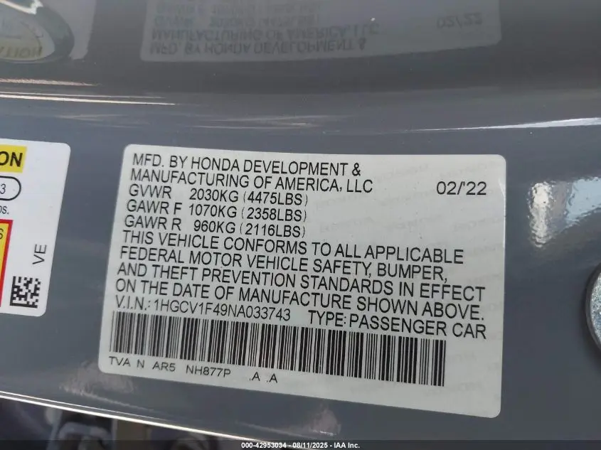 2022 HONDA ACCORD SPORT SPECIAL EDITION