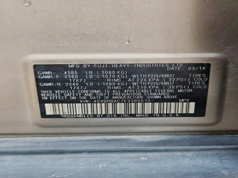 2014 SUBARU OUTBACK 2.5I  