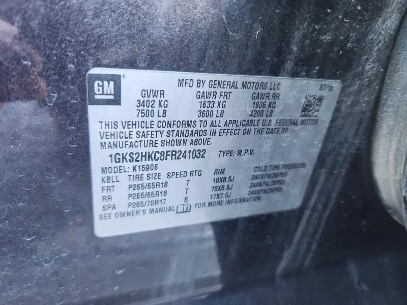 2015 GMC YUKON XL K1500 SLT  