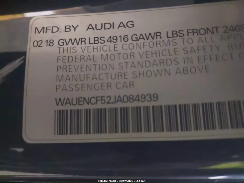 2018 AUDI A5 2.0T PREMIUM