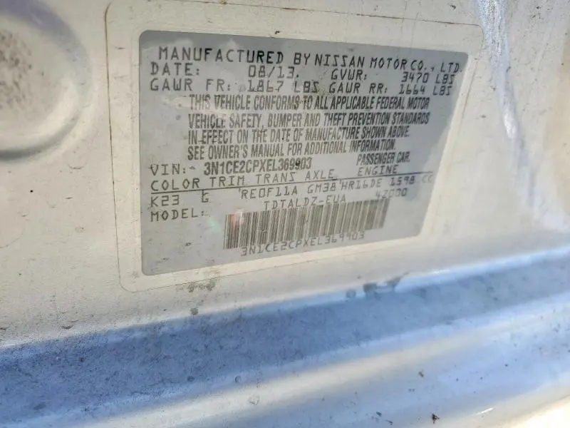 2014 NISSAN VERSA NOTE SV  