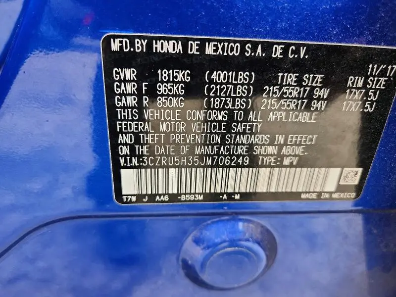 2018 HONDA HR-V LX  