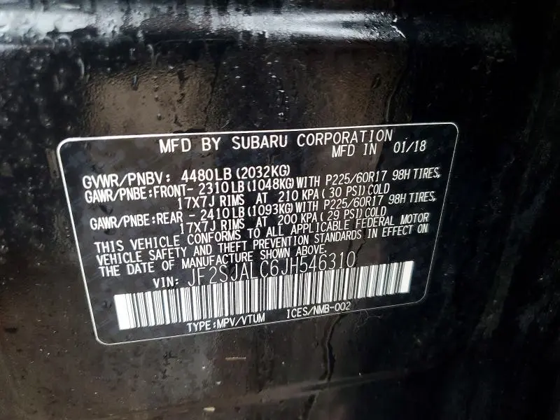 2018 SUBARU FORESTER 2.5I LIMITED  