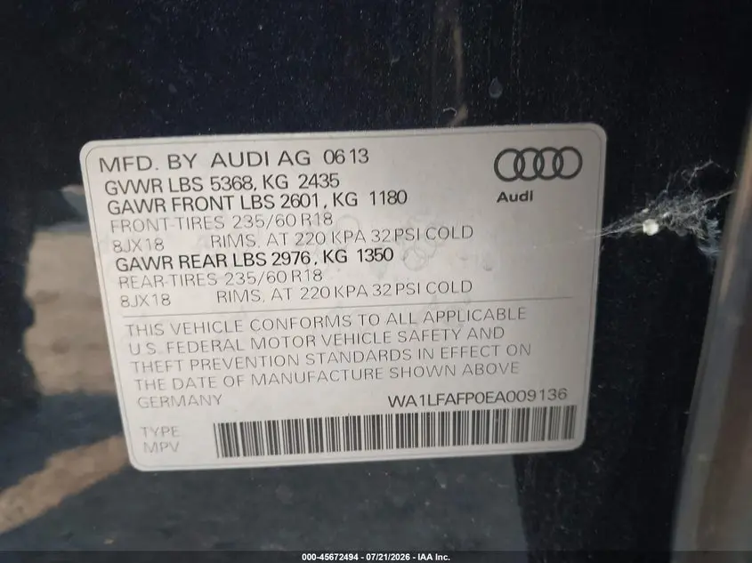 2014 AUDI Q5 2.0T PREMIUM