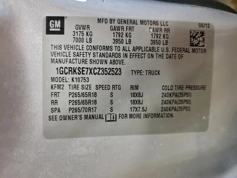 2012 CHEVROLET SILVERADO K1500 LT  