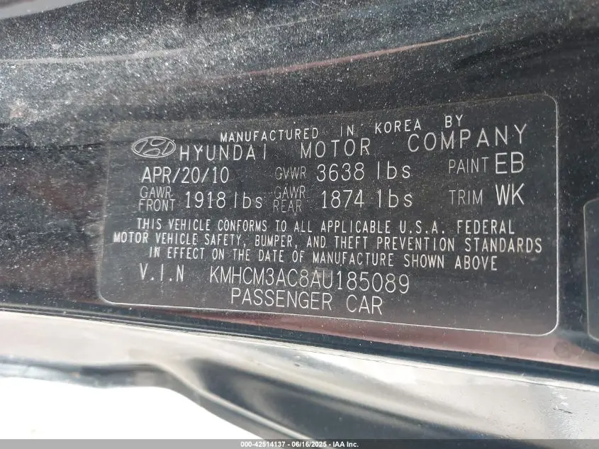 2010 HYUNDAI ACCENT GS