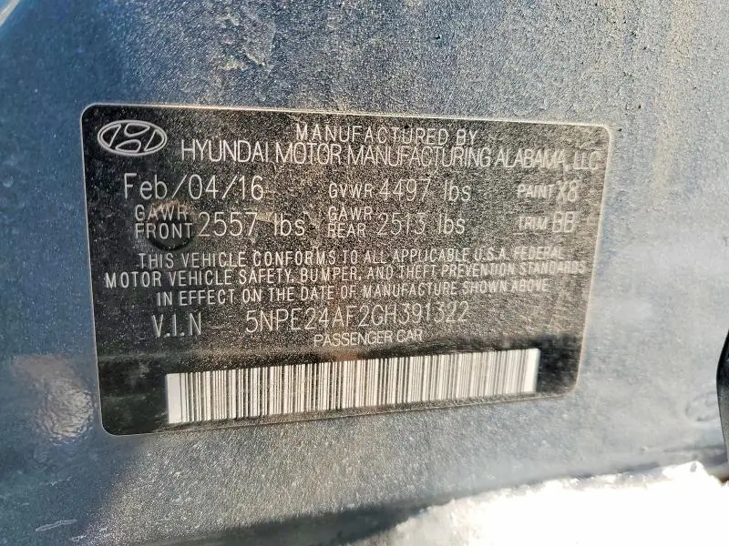 2016 HYUNDAI SONATA SE  