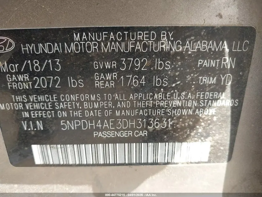 2013 HYUNDAI ELANTRA GLS