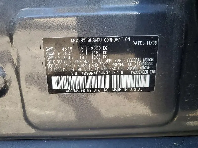 2019 SUBARU LEGACY 2.5I PREMIUM  
