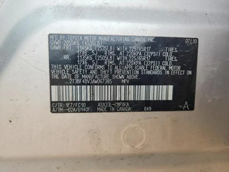 2010 TOYOTA RAV4 BASE  