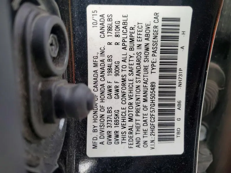 2016 HONDA CIVIC LX  