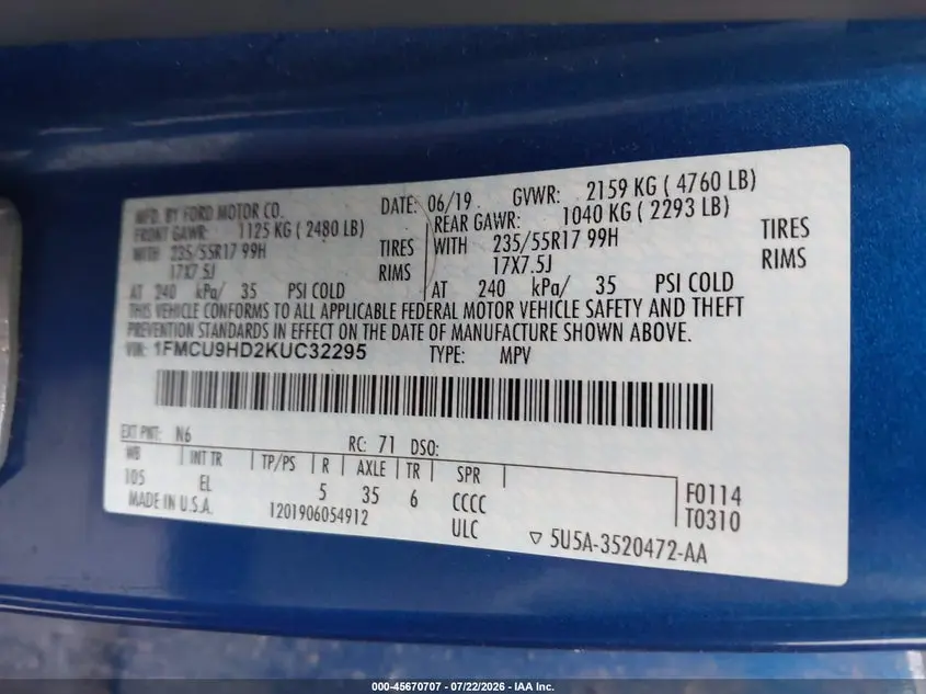 2019 FORD ESCAPE SEL
