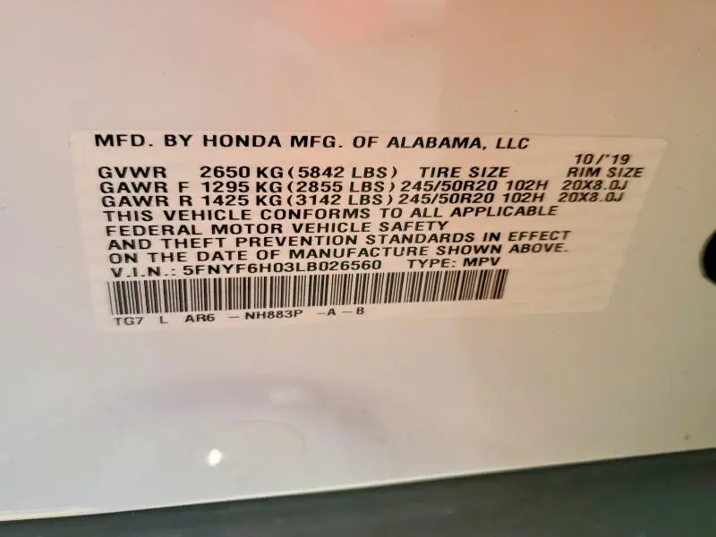 2020 HONDA PILOT ELITE  