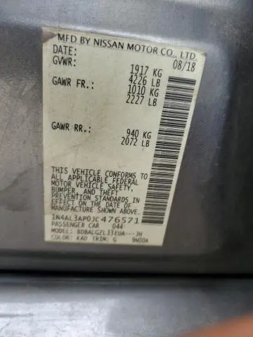 2018 NISSAN ALTIMA 2.5  