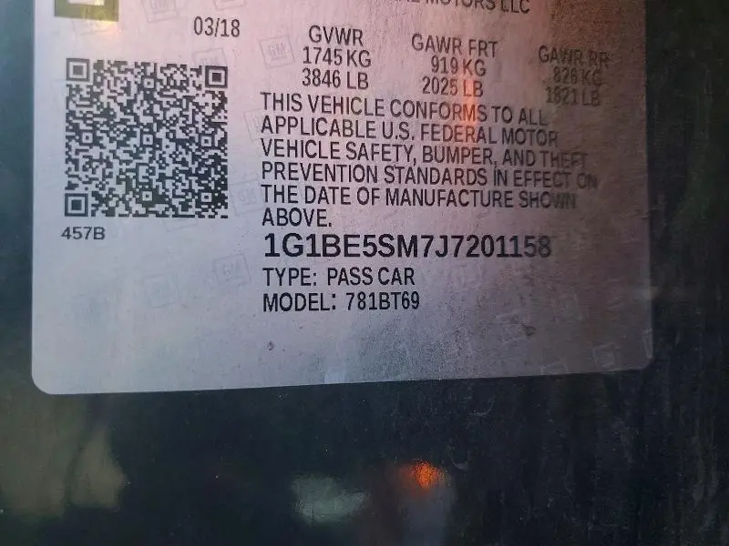 2018 CHEVROLET CRUZE LT  