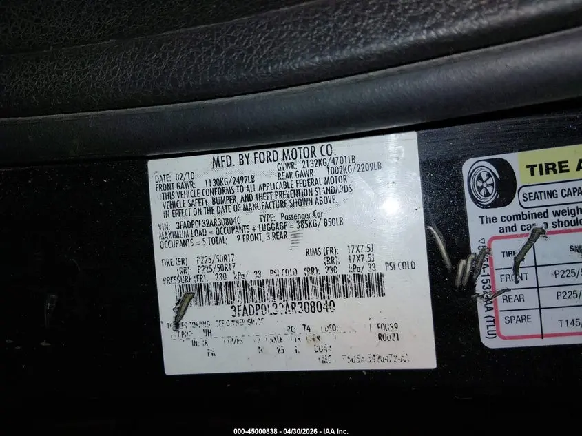 2010 FORD FUSION HYBRID  
