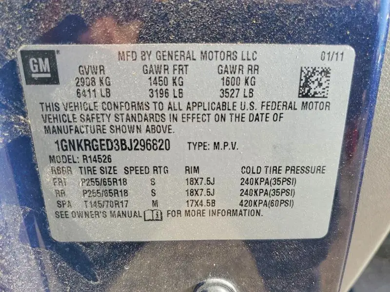 2011 CHEVROLET TRAVERSE LT  