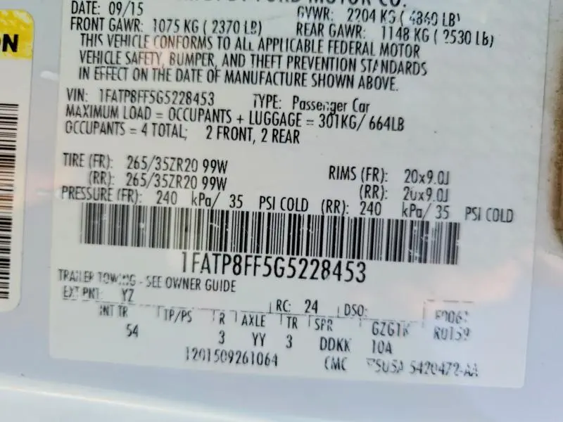 2016 FORD MUSTANG GT  