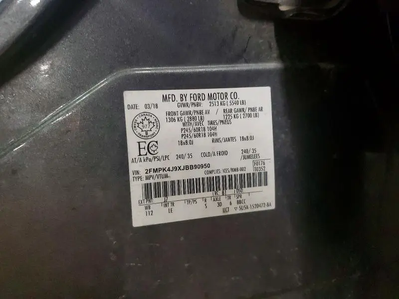 2018 FORD EDGE SEL  