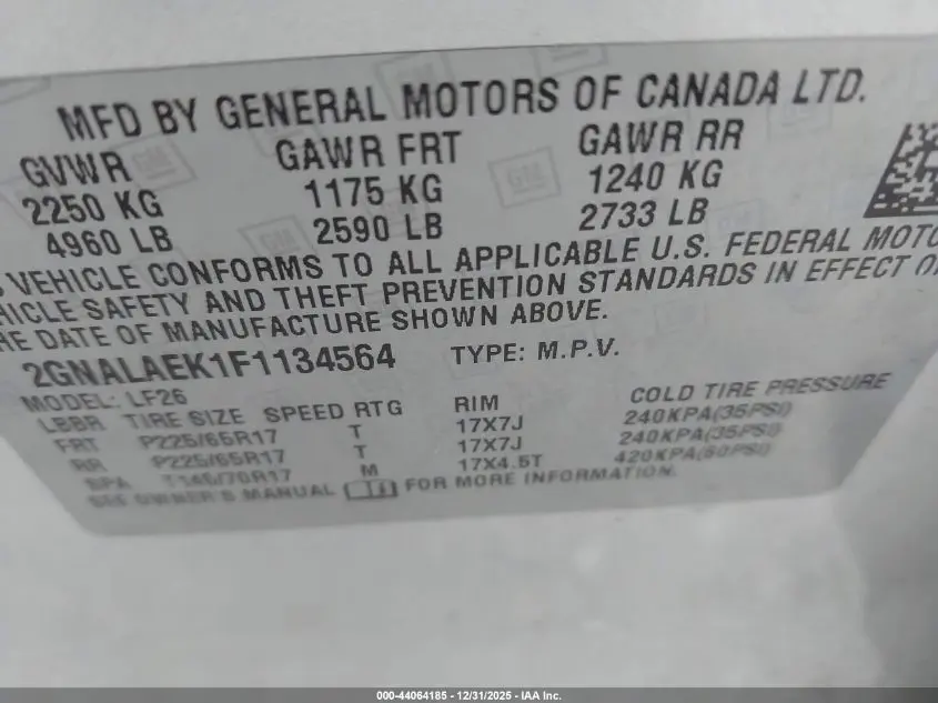 2015 CHEVROLET EQUINOX LS