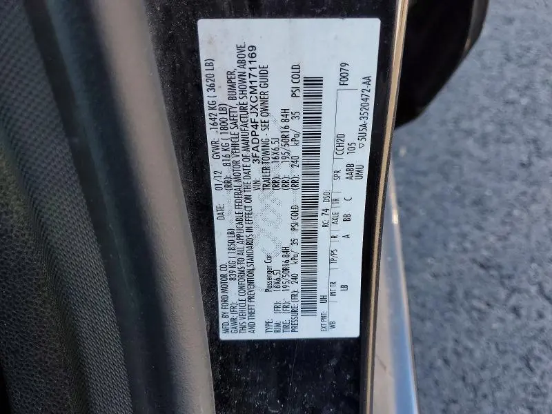 2012 FORD FIESTA SES  