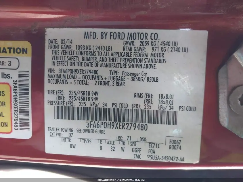 2014 FORD FUSION SE
