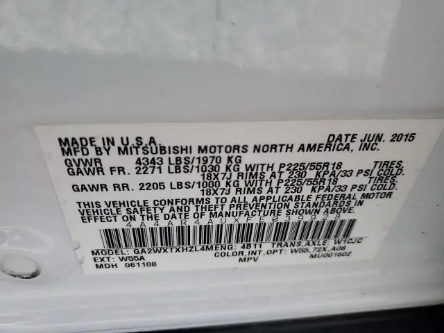 2015 MITSUBISHI OUTLANDER SPORT SE  