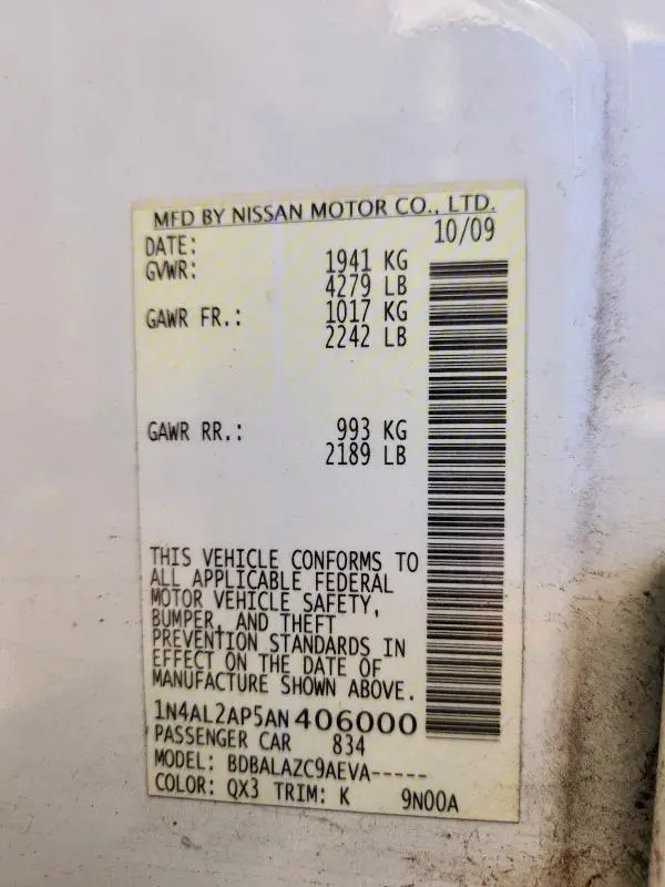 2010 NISSAN ALTIMA BASE  