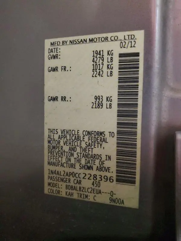 2012 NISSAN ALTIMA 2.5  