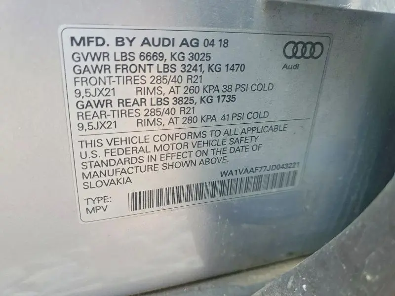 2018 AUDI Q7 PRESTIGE  
