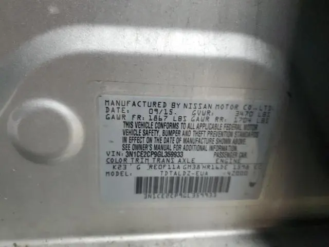 2016 NISSAN VERSA NOTE S  