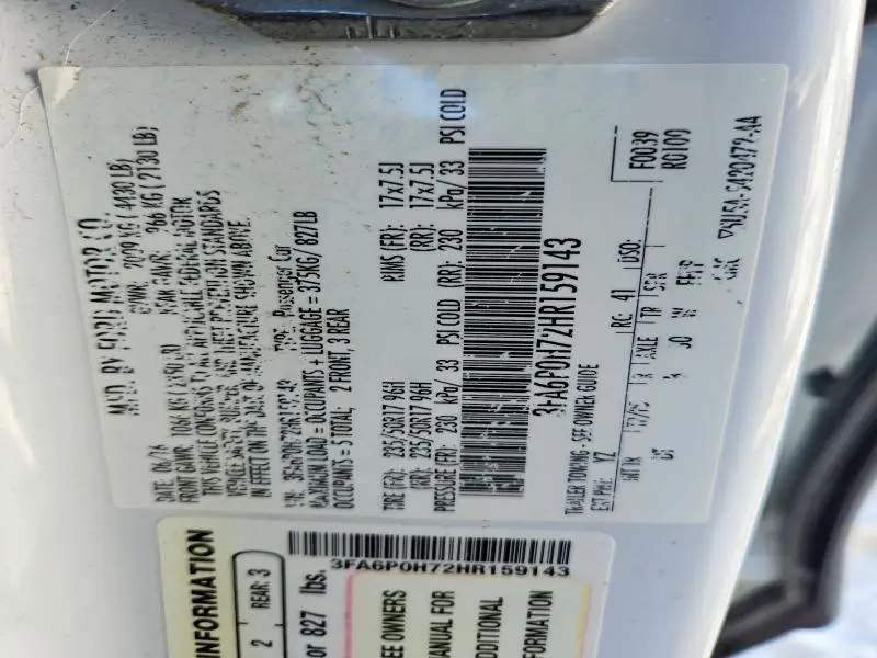 2017 FORD FUSION SE  