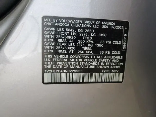 2022 VOLKSWAGEN ATLAS CROSS SPORT SE  