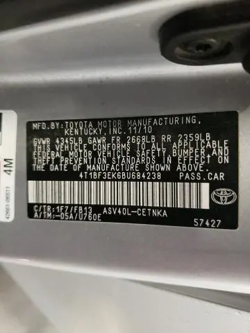 2011 TOYOTA CAMRY BASE  