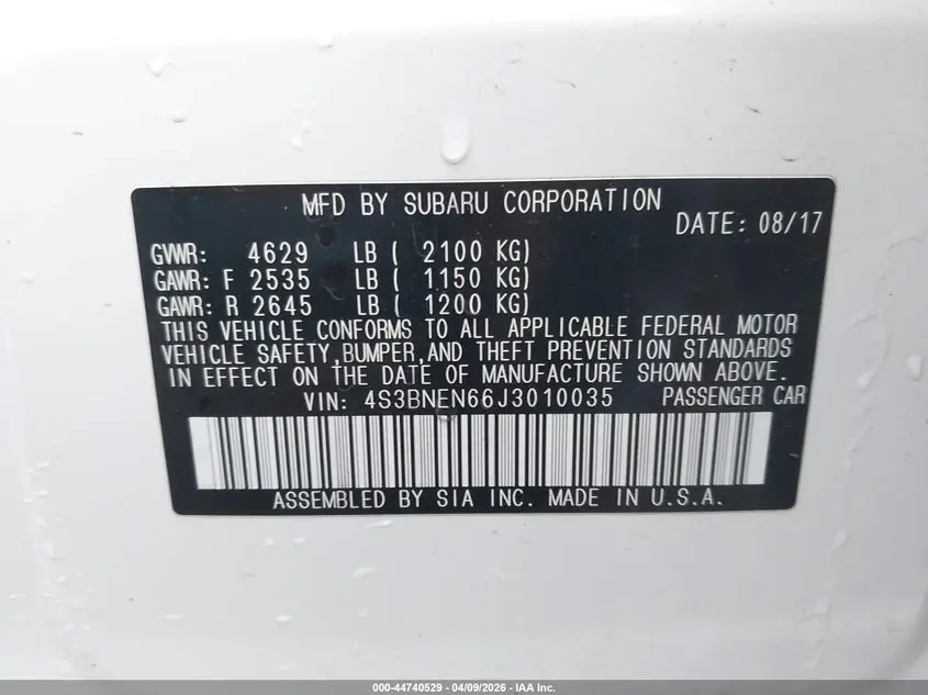 2018 SUBARU LEGACY 3.6R LIMITED