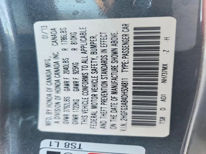 2013 HONDA CIVIC EX  