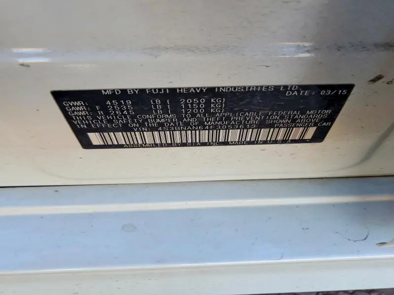 2015 SUBARU LEGACY 2.5I LIMITED  